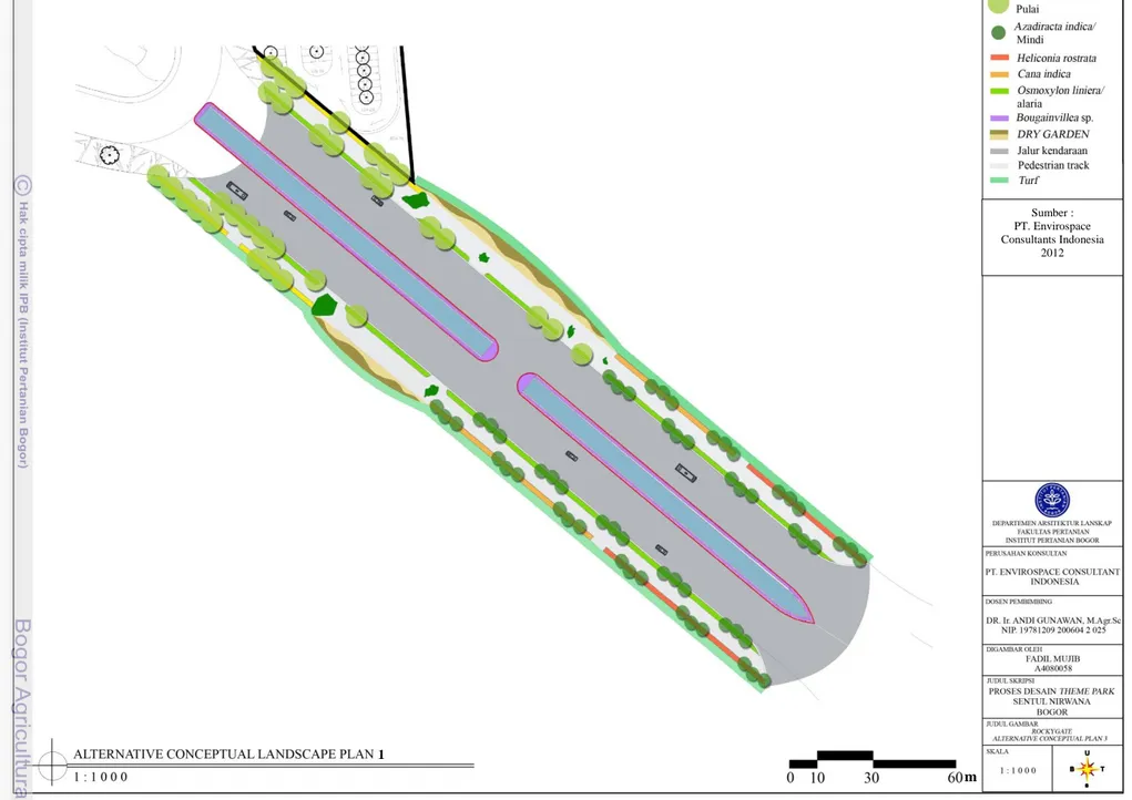 Gambar 50. Alternatif 1 Conceptual Landscape Plan pada Area Rockygate   78m 1 Sumber : PT