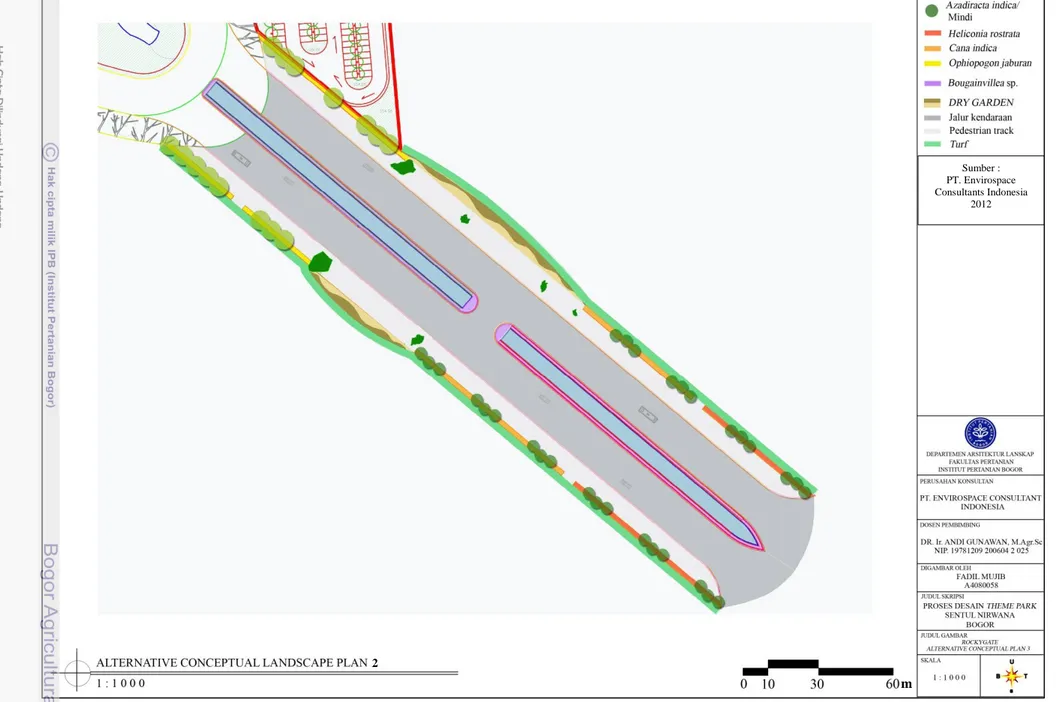 Gambar 51. Alternatif 2 Conceptual Landscape Plan  pada Area Rockygate   79m 2 Sumber : PT