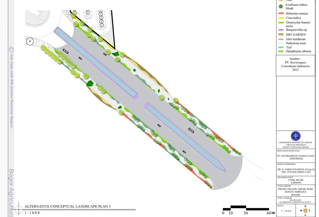Gambar 52. Alternatif 3 Conceptual Landscape Plan pada Area Rockygate  80m Sumber : PT