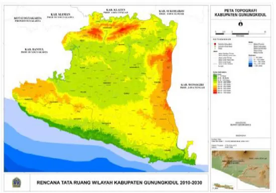 Gambar 1. Peta Topografi Gunung api purba Nglanggeran (Anonim, 2012) 
