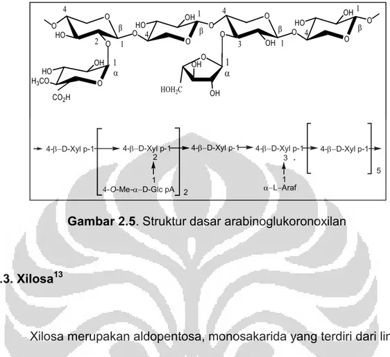 Gambar 2.5. Struktur dasar arabinoglukoronoxilan 