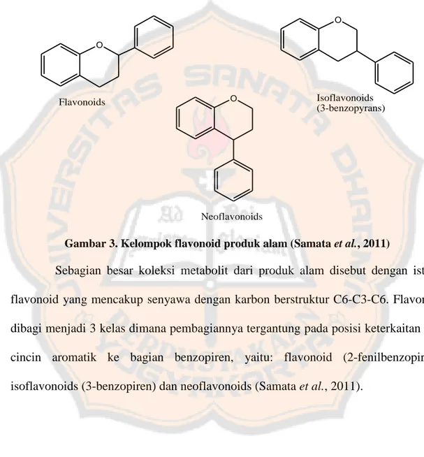 Gambar 3. Kelompok flavonoid produk alam (Samata et al., 2011) 