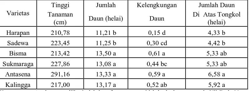 Tabel 2.  Rataan Parameter Vegetatif  (sampel yang bersari bebas) 