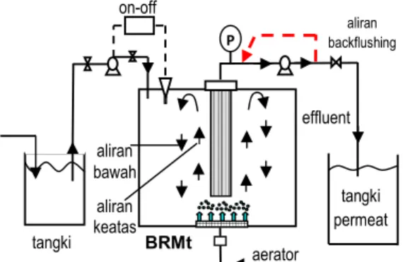 Gambar  2.  Diagram  Skematik  Kombinasi  Proses  Activated  Sludge  dengan  Bioreaktor  Membran  Terendam  (BRMt) 