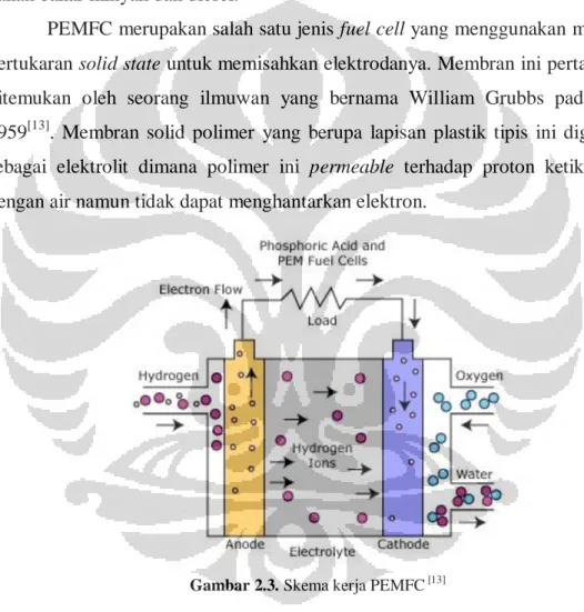 Gambar 2.3. Skema kerja PEMFC  [13]