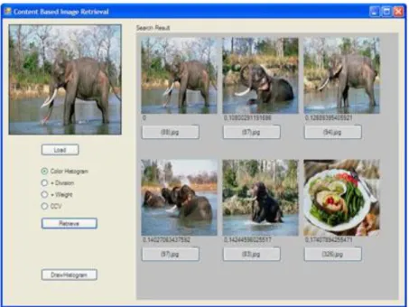 Gambar 4.1 Hasil kueri kategori gajah dengan histogram biasa 
