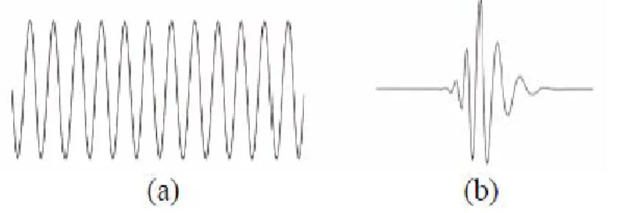 Gambar 2.8. Gelombang (wave), (b) wavelet 