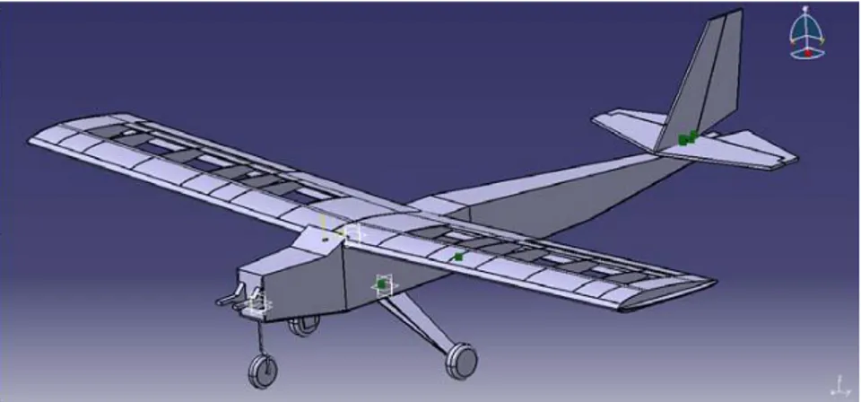 Gambar 2. Model tiga dimensi pesawat UAV kolibri -08v2
