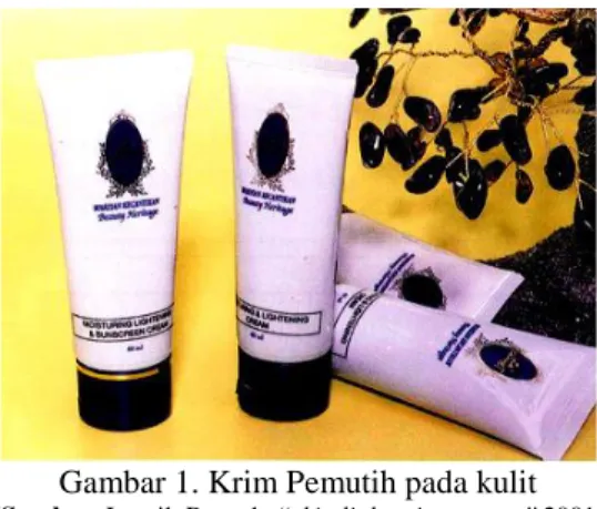 Gambar 1. Krim Pemutih pada kulit  (Sumber: Ismail, Rosnah. “skin lightening cream”.2001) 