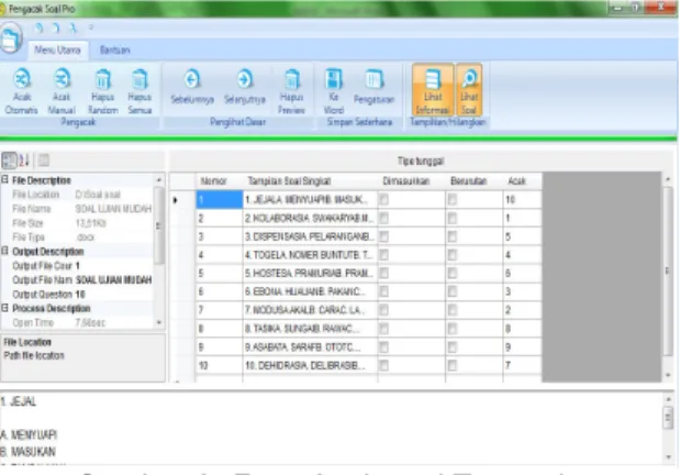Gambar 5. Form Menu Pilihan 3.  Acak Soal Tunggal 