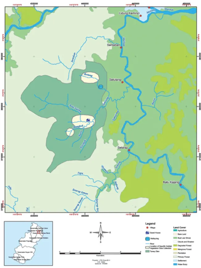 Gambar 5.    Daerah sekitar tempat pengumpulan data habitat khusus di hutan Tane’ Olen desa  Setulang