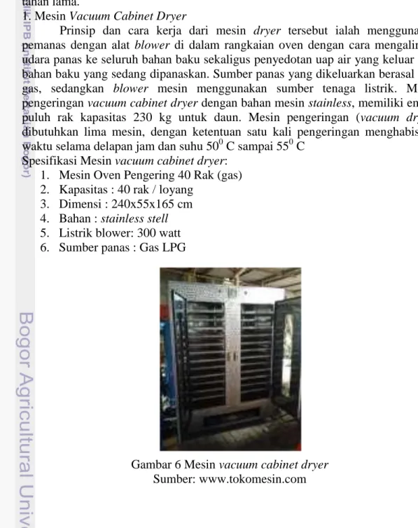 Gambar 6 Mesin vacuum cabinet dryer  Sumber: www.tokomesin.com 