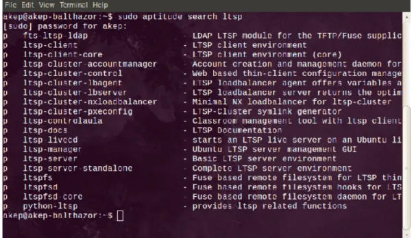 Gambar III.8 Pencarian paket LTSP  2.  Install ltsp-server-standalone pada server    