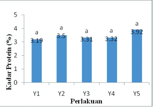 Gambar 6.   Histogram Pengaruh Perlakuan Terhadap  Kadar  Protein  Dodol  Tepung  Biji  Durian