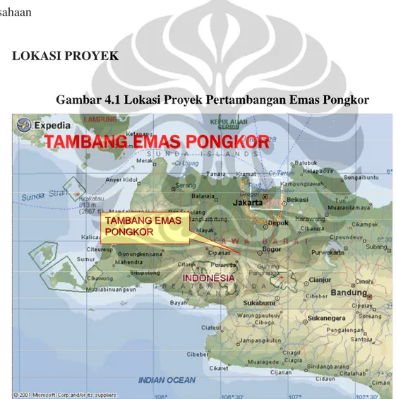 Gambar 4.1 Lokasi Proyek Pertambangan Emas Pongkor 
