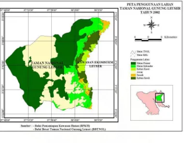 Gambar 2. Peta Penggunaan Lahan di Taman Nasional Gunung Leuser Tahun        2002 