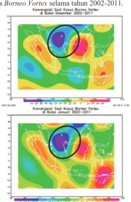 Gambar 4.8 Komposit Curah Hujan Harian TRMM saat  Borneo Vortex bulan Februari