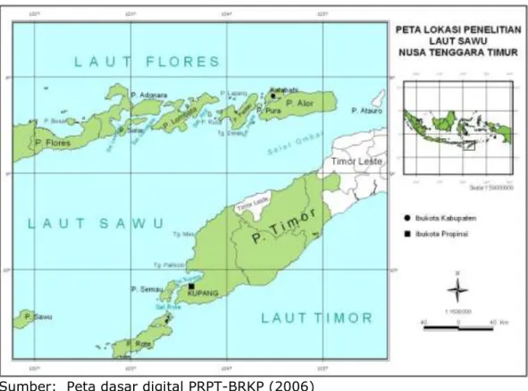 Gambar 8.  Peta lokasi penelitian di Perairan Laut Sawu, NTT 