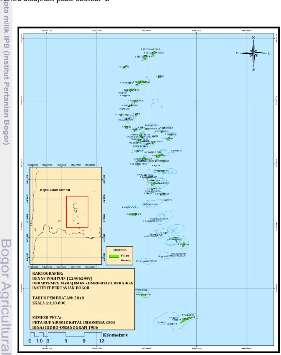 Gambar 1.  Peta lokasi pengamatan di  wilayah perairan Kepulauan Seribu 