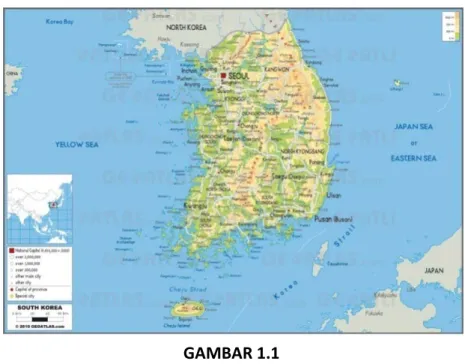 GAMBAR 1.1   PETA KOREA SELATAN 
