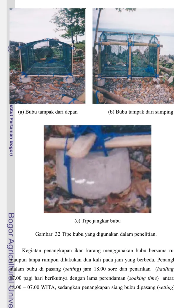 Gambar  32 Tipe bubu yang digunakan dalam penelitian.  