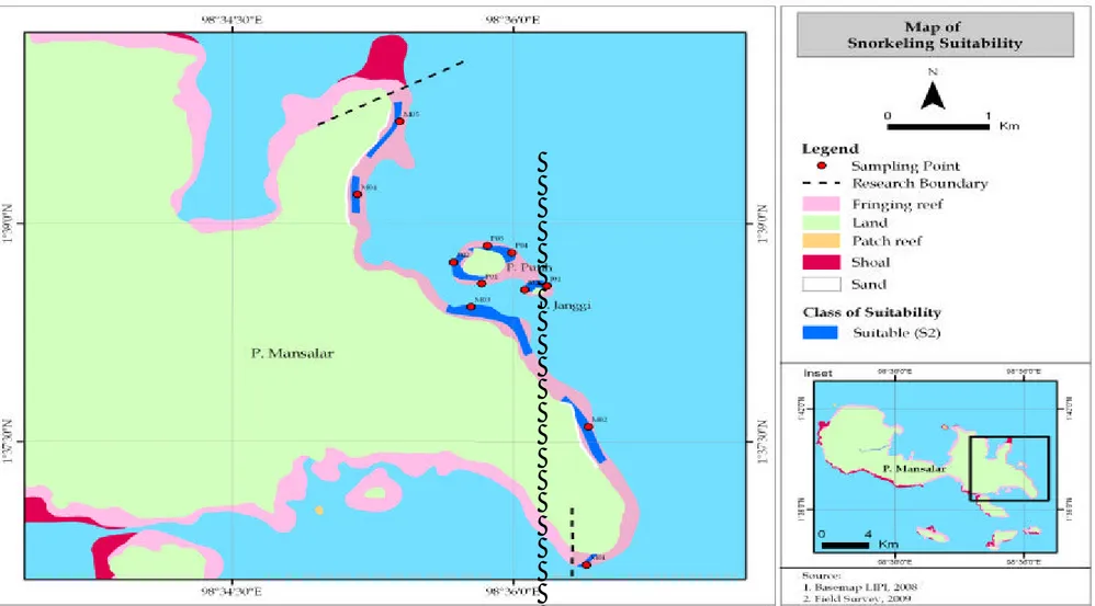 Gambar 12. Peta kesesuaian wisata snorkeling di kawasan Pulau Putih 