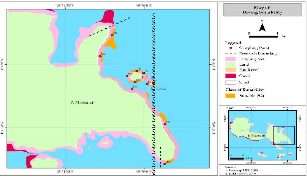 Gambar 13. Peta kesesuaian wisata selam pada kawasan Pulau Putih 