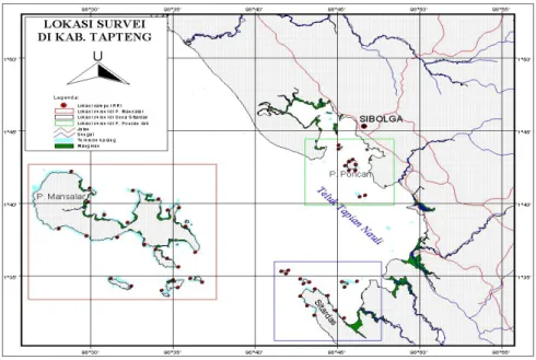 Gambar 1.   Peta lokasi penelitian di Kabupaten Tapanuli Ten- Ten-gah,  Sumatera Utara