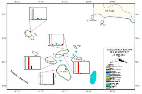 Gambar 10.  Hasil ”reef check” untuk megabentos yang memiliki  nilai ekonomis penting dan sebagai indikator  kesehatan karang pada masing-masing stasiun  transek permanen