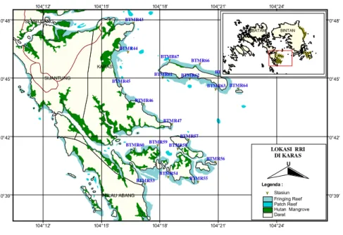 Gambar 2.   Peta lokasi pengamatan kondisi karang , biota bentik  lain serta kategori    abiotik  dengan metode RRI di  perairan P