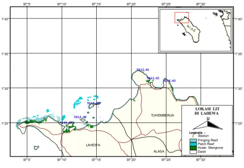 Gambar 1.   Peta lokasi penelitian di Kabupaten Nias, Sumatera  Utara.  