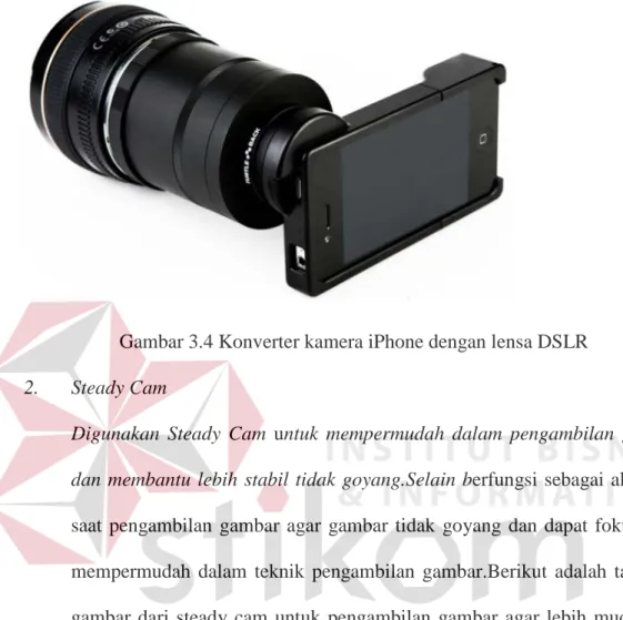 Gambar 3.4 Konverter kamera iPhone dengan lensa DSLR  2.  Steady Cam 