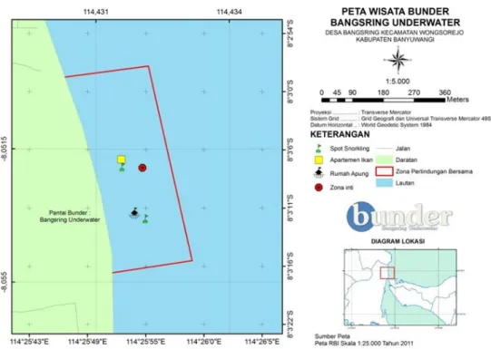 Gambar 1 Peta wisata Pantai Bangsring 