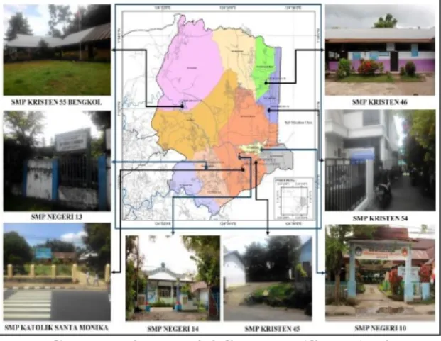 Gambar 3 Persebaran Lokasi Sekolah (SLTP) di  Kecamatan Mapanget 