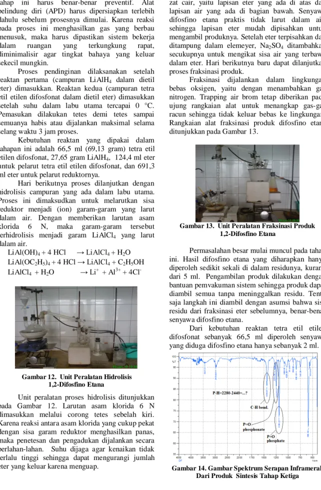 Gambar 13.  Unit Peralatan Fraksinasi Produk    1,2-Difosfino Etana 