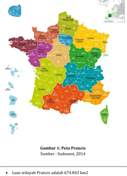 Gambar 1: Peta Prancis  Sumber : Sudouest, 2014 