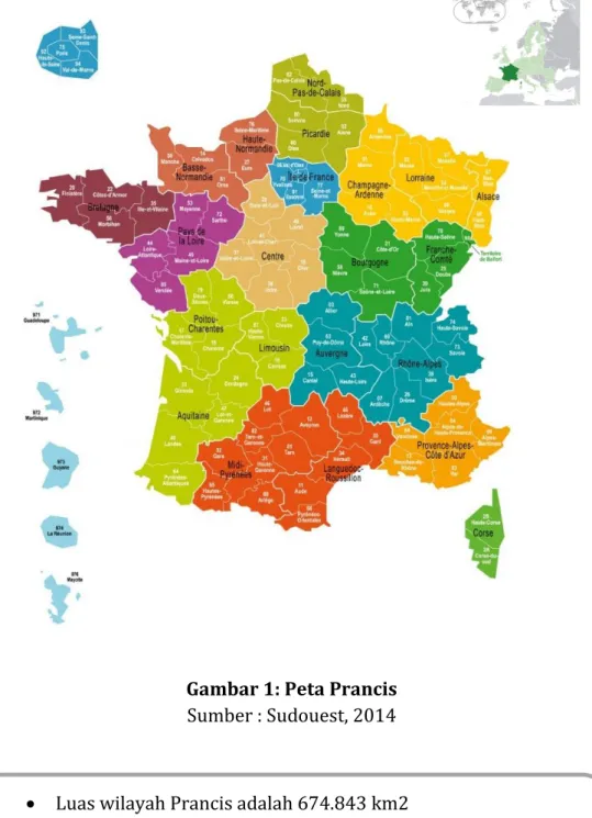 Gambar 1: Peta Prancis  Sumber : Sudouest, 2014 
