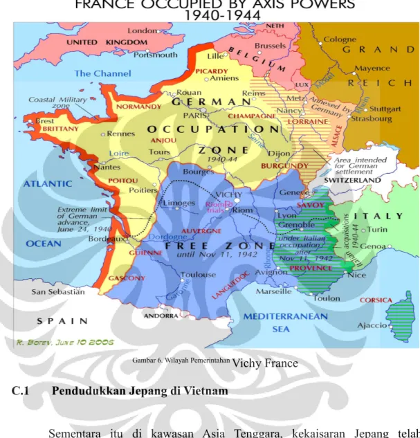 Gambar 6. Wilayah Pemerintahan  Vichy France  C.1  Pendudukkan Jepang di Vietnam