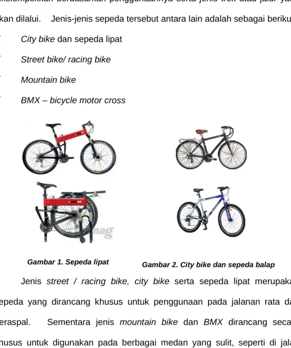 Gambar 2. City bike dan sepeda balap 