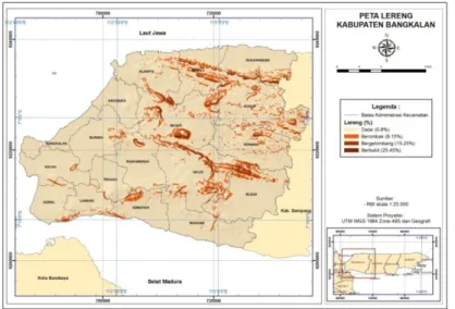 Gambar 4. Peta Lereng hasil ekstraksi dari DEM di Kabupaten Bangkalan  Kondisi  Tanah 