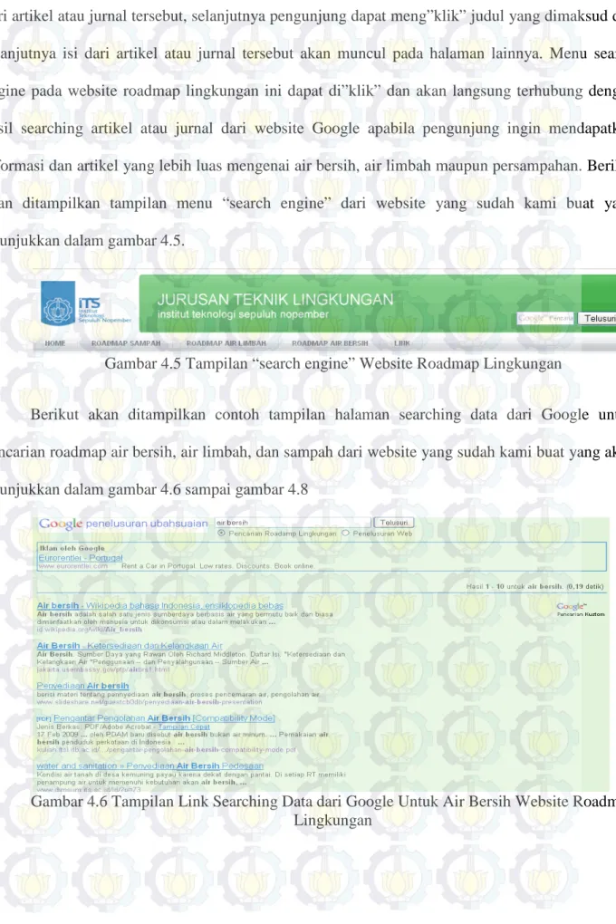 Gambar 4.5 Tampilan “search engine” Website Roadmap Lingkungan 