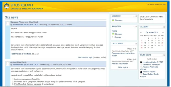Gambar 1. Tampilan Utama Moodle 