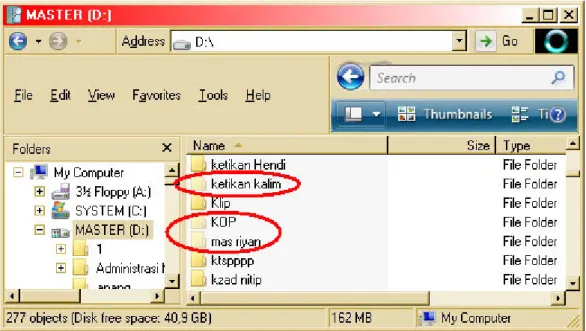 Gambar 1. Daftar folder pada Windows Explorer 