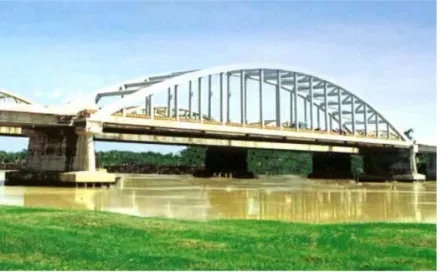 Gambar 6. Jembatan Cindaga, Jawa tengah,1979  double Plane Arch Concrete Bridge, Bentang 90 meter