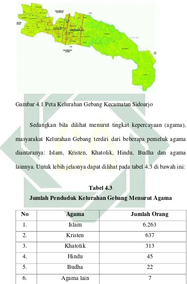 Gambar 4.1 Peta Kelurahan Gebang Kecamatan Sidoarjo 