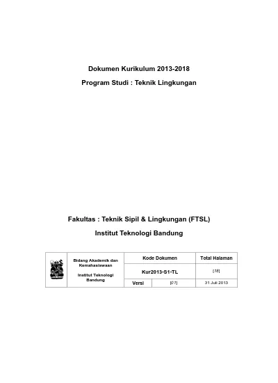 Dokumen Kurikulum Program Studi : Teknik Lingkungan