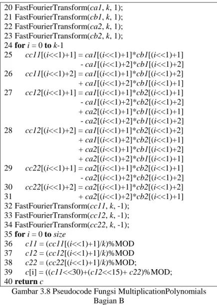 Gambar 3.8 Pseudocode Fungsi MultiplicationPolynomials  Bagian B 