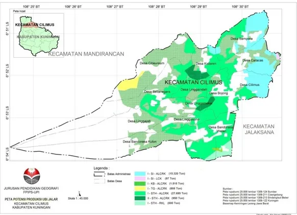 Gambar 2. Peta Potensi Produksi Ubi Jalar di Kecamatan Cilimus 