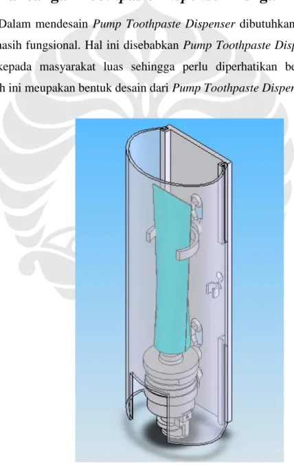 Gambar III.1: Isometri Toothpaste dispenser  Desain  pump toothpaste dispenser mempunyai dimensi :
