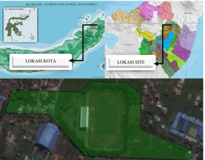 Gambar 1. Lokasi Stadion Maesa Tondano  Sumber: Google Earth 